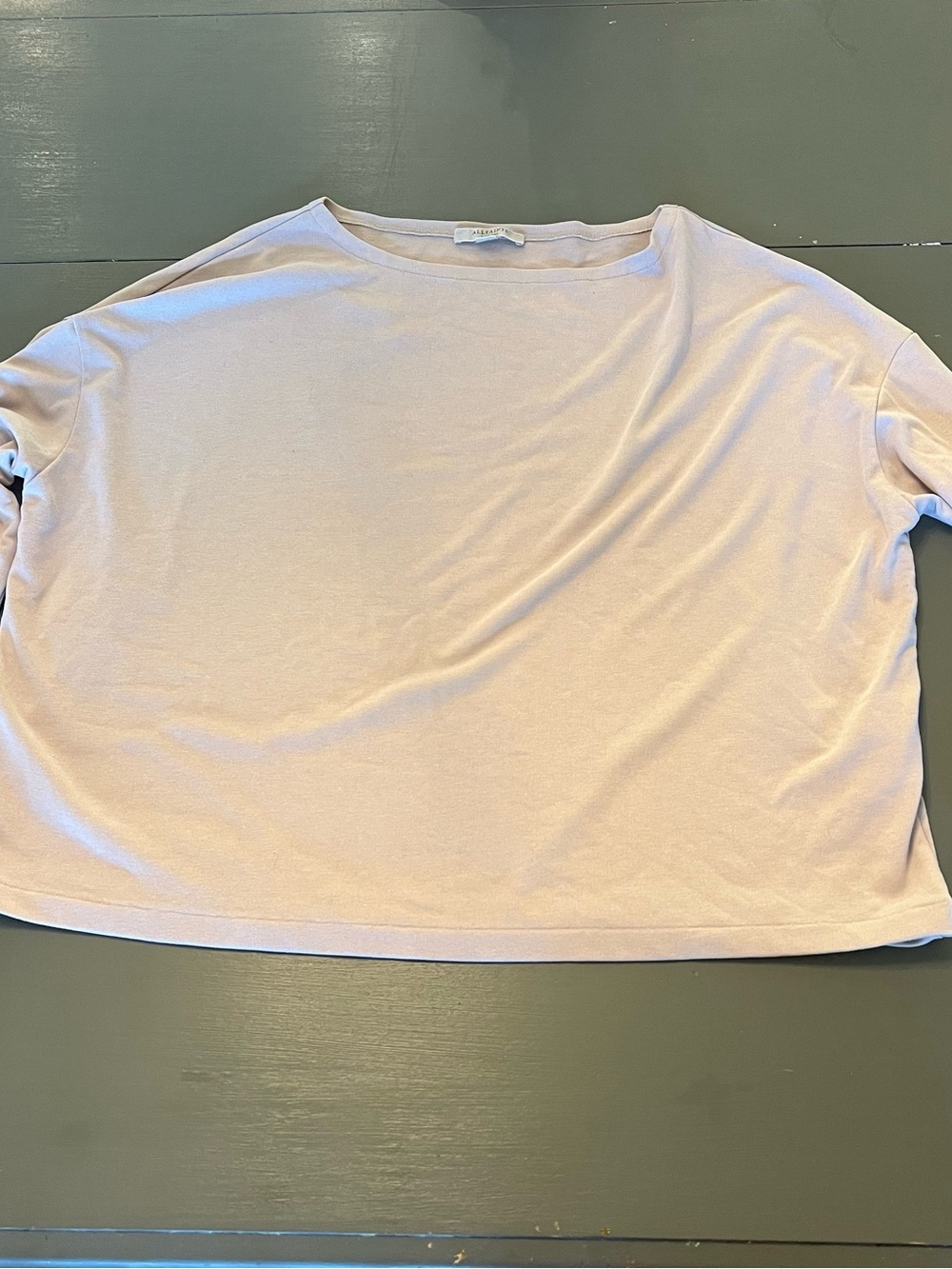 AllSaints Light Pink Boatneck Long Sleeve Top